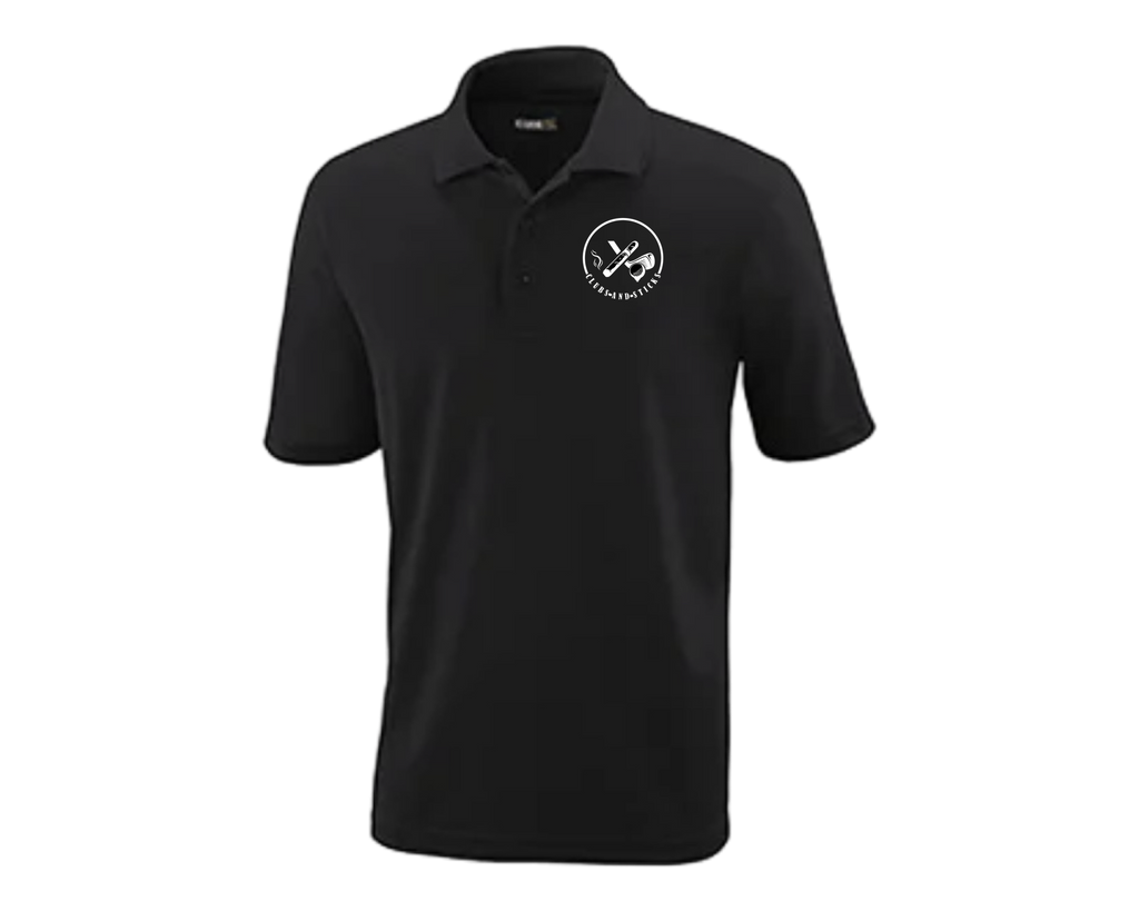 Clubs and Sticks Black Embroidered Performance Polo