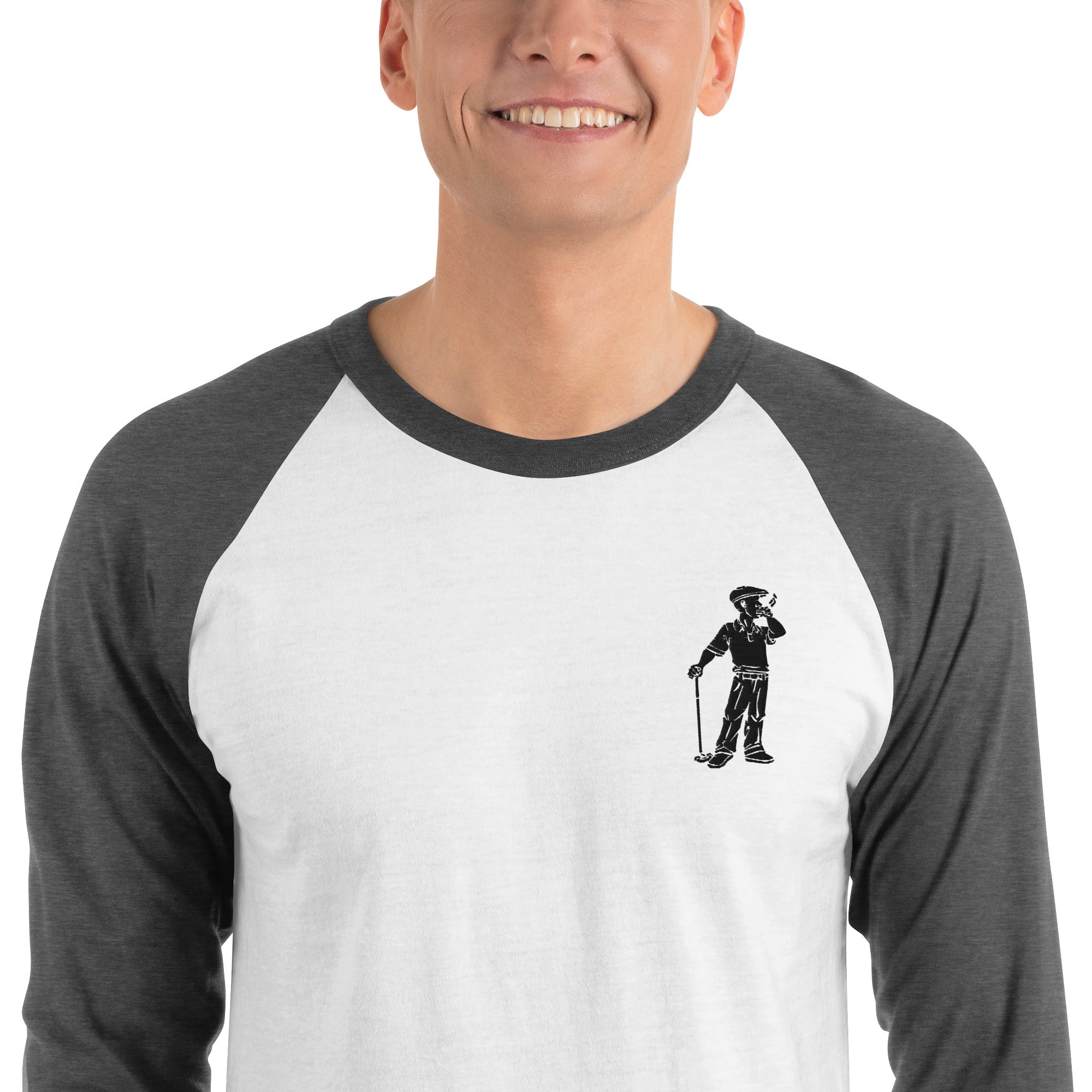 3/4 sleeve raglan Embroidered Cigar Golfer shirt