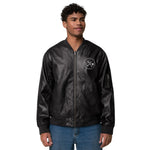 Clubs and Sticks Leather Embroidered Bomber Jacket