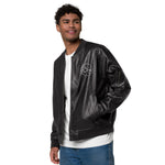 Clubs and Sticks Leather Embroidered Bomber Jacket
