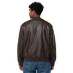 Clubs and Sticks Leather Embroidered Bomber Jacket