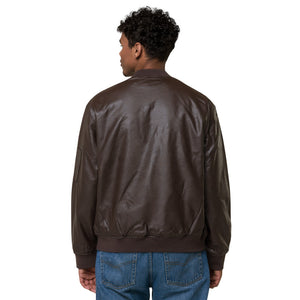 Clubs and Sticks Leather Embroidered Bomber Jacket