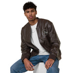 Clubs and Sticks Leather Embroidered Bomber Jacket