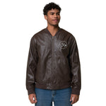Clubs and Sticks Leather Embroidered Bomber Jacket