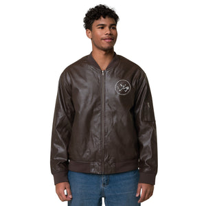 Clubs and Sticks Leather Embroidered Bomber Jacket